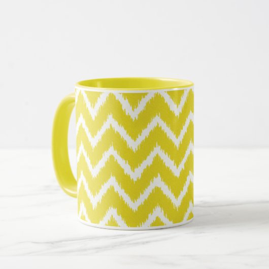 Mug Ikat Chevrons - moutarde jaune et blanc (Devant gauche)