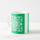 Mug Ikat damask motif - jade vert et blanc (Devant gauche)
