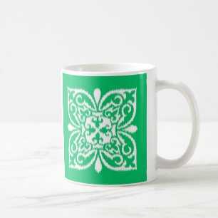 Mug Ikat damask motif - jade vert et blanc
