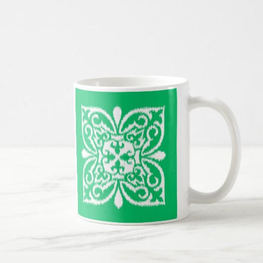 Mug Ikat damask motif - jade vert et blanc (Droite)