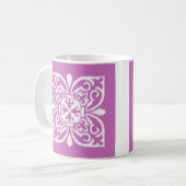 Mug Ikat damask motif - orchidée et blanc (Devant gauche)