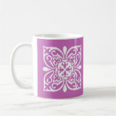 Mug Ikat damask motif - orchidée et blanc (Gauche)