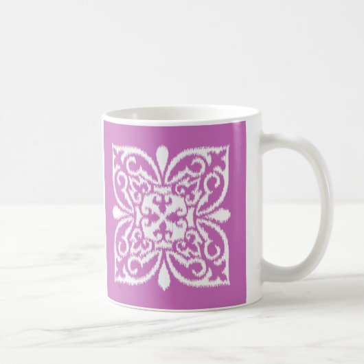 Mug Ikat damask motif - orchidée et blanc (Droite)