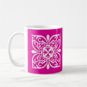 Mug Ikat damask motif - rose profond et blanc (Gauche)