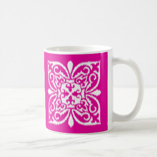 Mug Ikat damask motif - rose profond et blanc