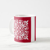 Mug Ikat damask motif - rouge foncé et blanc (Devant gauche)