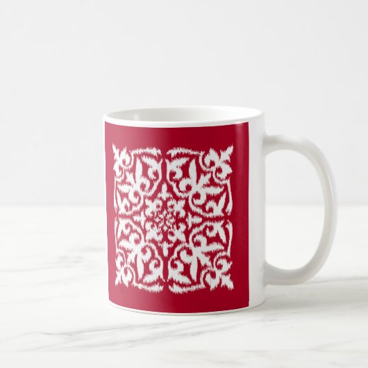 Mug Ikat damask motif - rouge foncé et blanc (Droite)