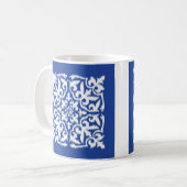 Mug Ikat damask pattern - cobalt bleu et blanc (Devant gauche)