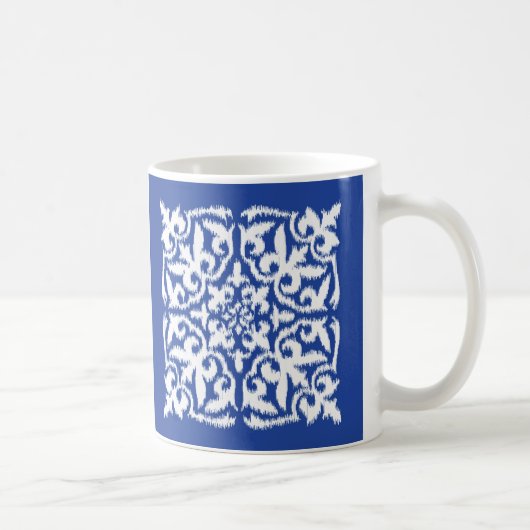 Mug Ikat damask pattern - cobalt bleu et blanc (Droite)
