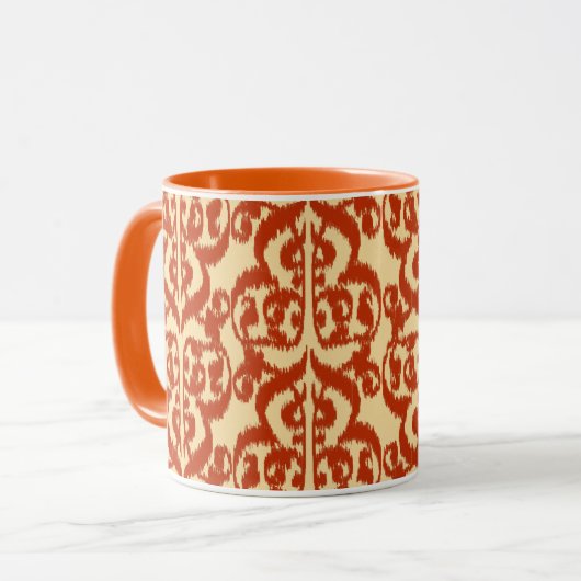 Mug Ikat Damassé Mauresque - orange mandarine (Devant gauche)