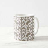 Mug Ikat Damassé Mauresque - taupe brun clair et blanc (Devant droit)