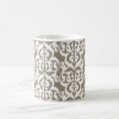 Mug Ikat Damassé Mauresque - taupe brun clair et blanc (Centre)