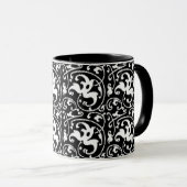 Mug Ikat Floral Damask - noir et blanc (Devant droit)