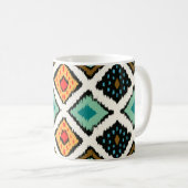 Mug Ikat géométrique, folklore texture tribale. (Devant droit)
