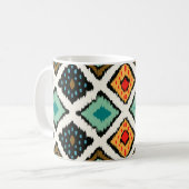 Mug Ikat géométrique, folklore texture tribale. (Devant gauche)