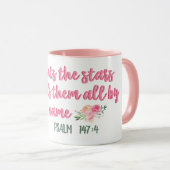 Mug Il Compte Les Étoiles Écriture // Verse Bible (Devant droit)