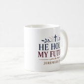 Mug Il détient ma future citation d'encouragement bibl (Devant droit)