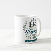 Mug Il donne la force pour aujourd'hui Conception de v (Devant droit)