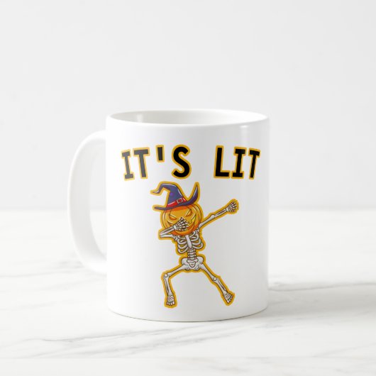 MUG IL EST ÉCLAIRÉ - DABBING HALLOWEEN SKELETON CITROU (Devant gauche)
