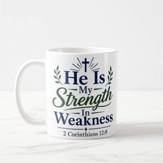 Mug Il Est Ma Force Dans La Faiblesse Citation De Foi (Gauche)