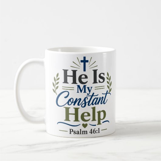 Mug Il Est Mon Aide Constante Foi Matinale Dévotionnel (Gauche)