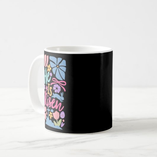 Mug Il est ressuscité Croix de Pâques Coquette Jésus c (Devant gauche)