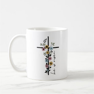 Mug Il est ressuscité Floral Cross Happy Pâques