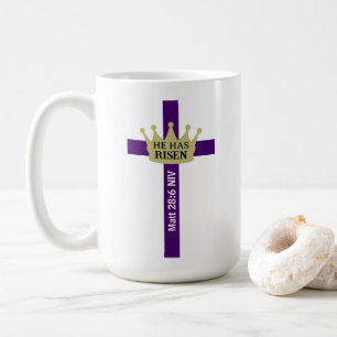 Mug Il Est Ressuscité Jour de Pâques Couronne et Croix
