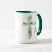 Mug Il est ressuscité Verdure Aquarelle Croix Pâques M (Devant droit)