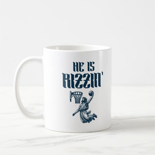 Mug Il Est Rizzin' Drôle Jésus Mème De Basketball (Gauche)