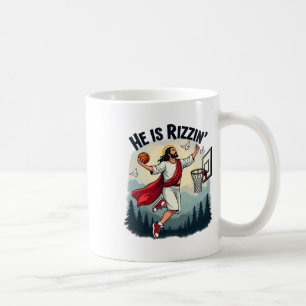 Mug Il Est Rizzin Pâques Jésus Jouant au Bysketbyll Ho