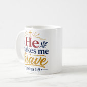 Mug Il me rend courageux, Écriture chrétienne inspiran (Devant gauche)
