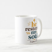 Mug Il restaure mon âme Inspiration chrétienne de réco (Devant droit)