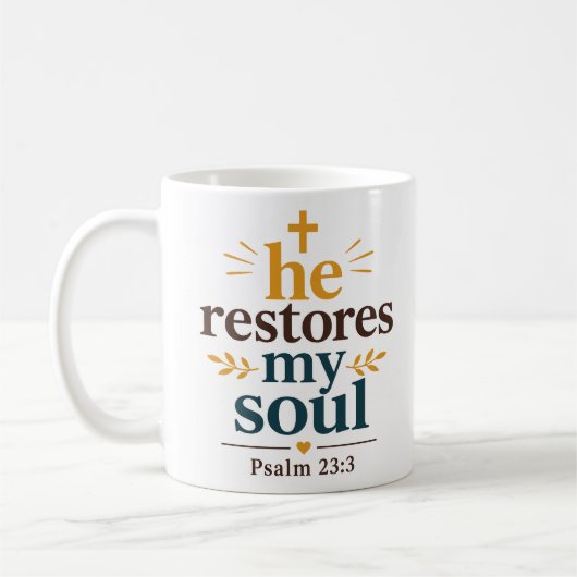 Mug Il restaure mon âme Inspiration chrétienne de réco (Gauche)