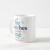 Mug Il veille sur moi, Écriture chrétienne inspirante (Devant gauche)