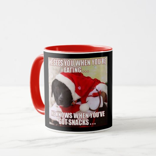 MUG IL VOIT QUAND TU MANGES. PERSONNALISABLE !! (Devant gauche)