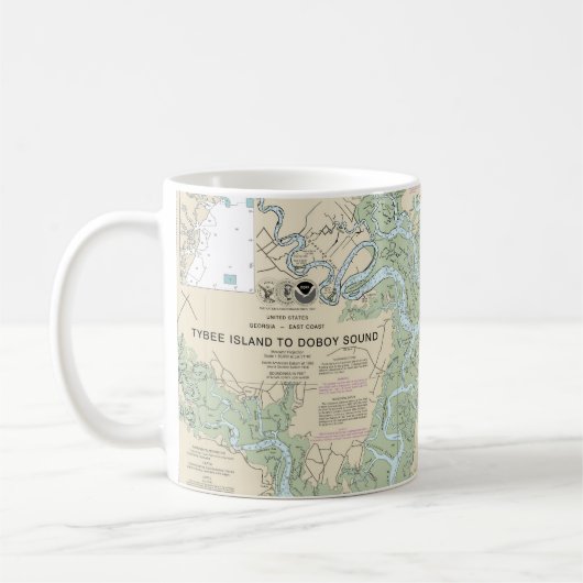 Mug Ile de Tybee à Doboy Sound Graphique nautique 1150 (Gauche)