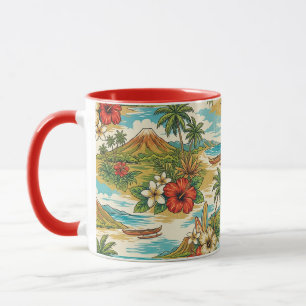 Mug Île d'Hibiscus Hawaïen Scénique - Rouge