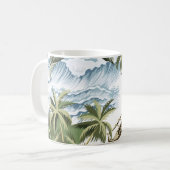 Mug Ile vintage hawaïenne, palmier, bateau, rose  (Devant gauche)