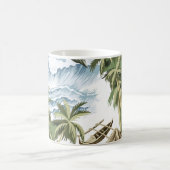 Mug Ile vintage hawaïenne, palmier, bateau, rose  (Centre)