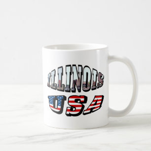Mug Illinois USA Drapeau et texte de la photo d'état