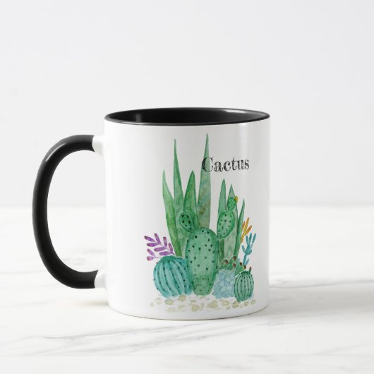 Mug Illu floral de désert de fleurs de cactus (Gauche)