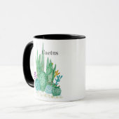 Mug Illu floral de désert de fleurs de cactus (Devant gauche)