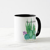Mug Illu floral de désert de fleurs de cactus (Devant droit)