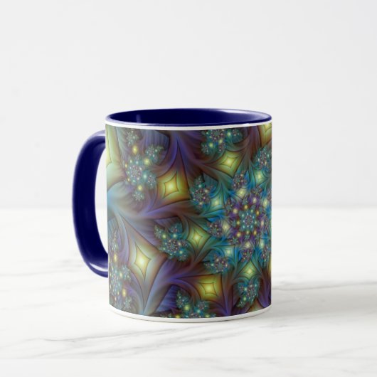Mug Illuminé Abstrait brillant Turquoise violet Fracta (Devant gauche)