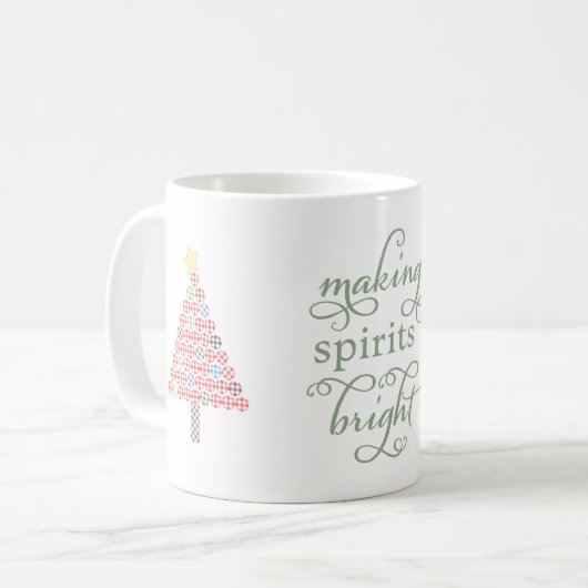 Mug Illuminer les esprits Gingham Arbres de Noël (Devant gauche)