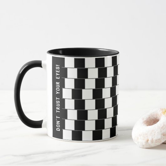Mug Illusion géométrique-optique des lignes parallèles (Avec donut)
