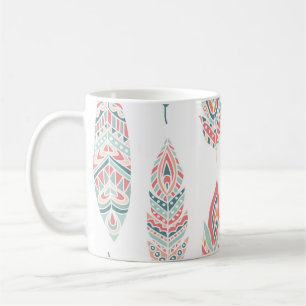 Mug Illustration à la main des plumes ethniques