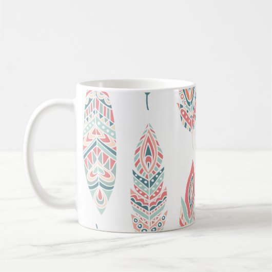 Mug Illustration à la main des plumes ethniques (Gauche)