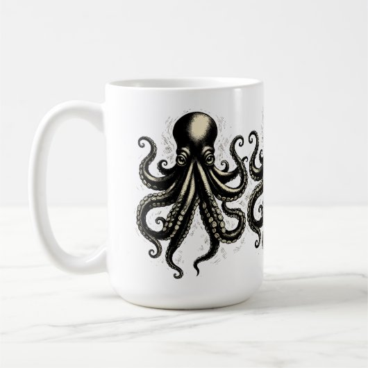 Mug Illustration à l'encre de tentacules curieux de pi (Gauche)